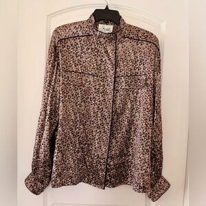 Retro School Teacher 100% Silk Joan Collins Vintage Geometric Print – Size 12